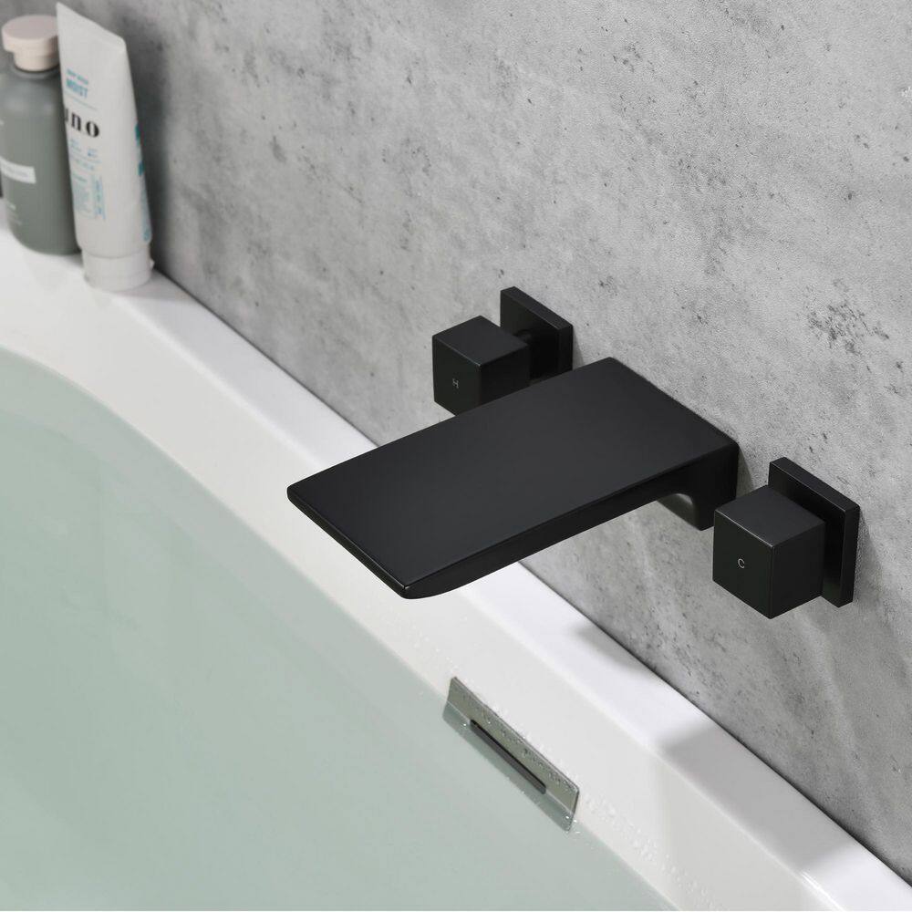 Nestfair 2-Handle Wall-Mount Roman Tub Faucet in Matte Black SMD2419B