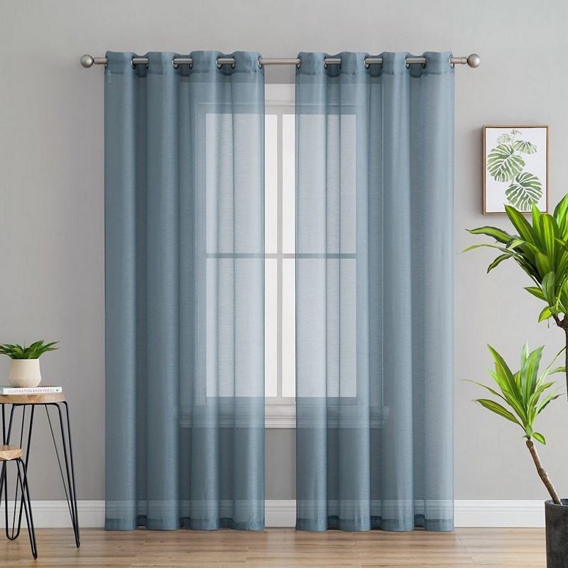 THD Basics 2 Piece Semi Sheer Voile Window Curtain Drapes Grommet Top Panels - Set of 2 panels