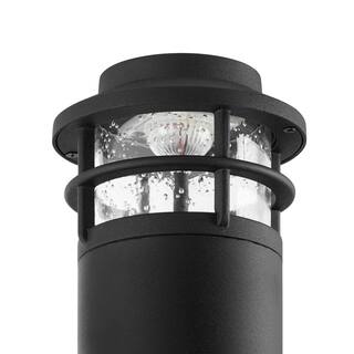 Hampton Bay Marion 12''H Black Low Voltage LED Bollard Path Light with Seeded Glass LBW1501LM-01