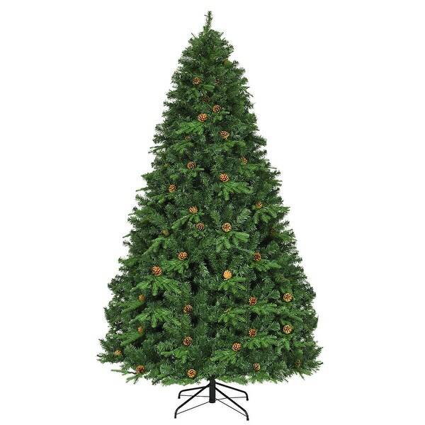 Gymax PreLit 8' Premium Spruce Artificial Christmas Tree Hinged 660