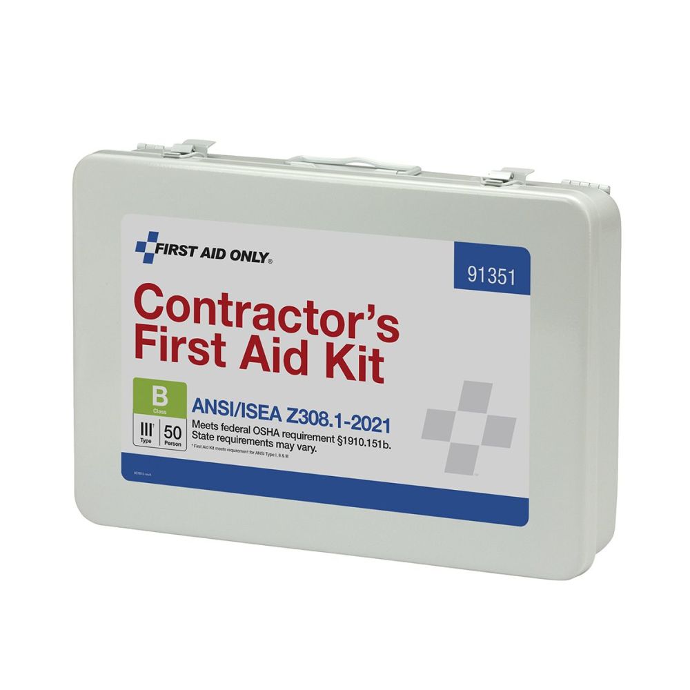 First Aid Only First Aid Kit 50 Person Contractor Metal Portable ;