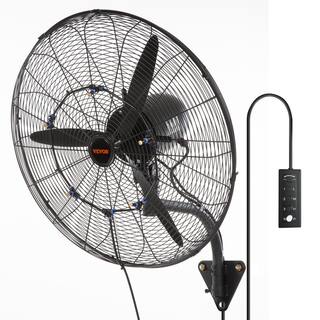 VEVOR Wall-Mount Misting Fan 24 in. 3-speed High Velocity Max. 7000 CFM Waterproof Oscillating Industrial Wall Fan GYBGSFSYCSS24BCVOV1