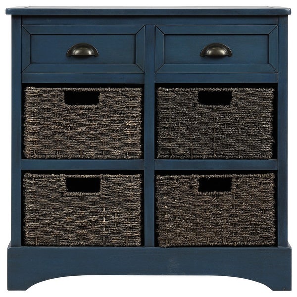 Modern Storage Cabinet with Two Drawers and Four Basket