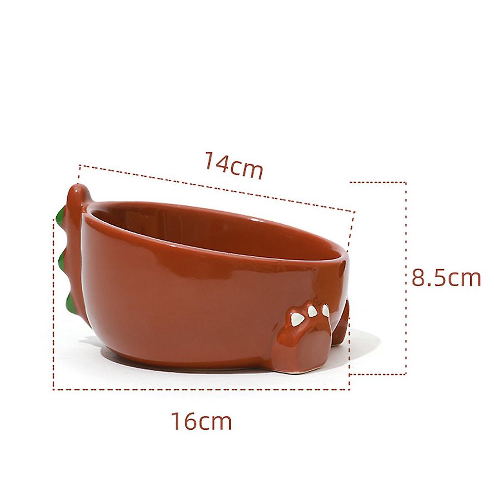 Cute Cat Bowl Ceramic ， Ceramic Pet Bowls For Cats And Dogs ， Pet Dish For Dry Or Wet Food And Water-dinosaur