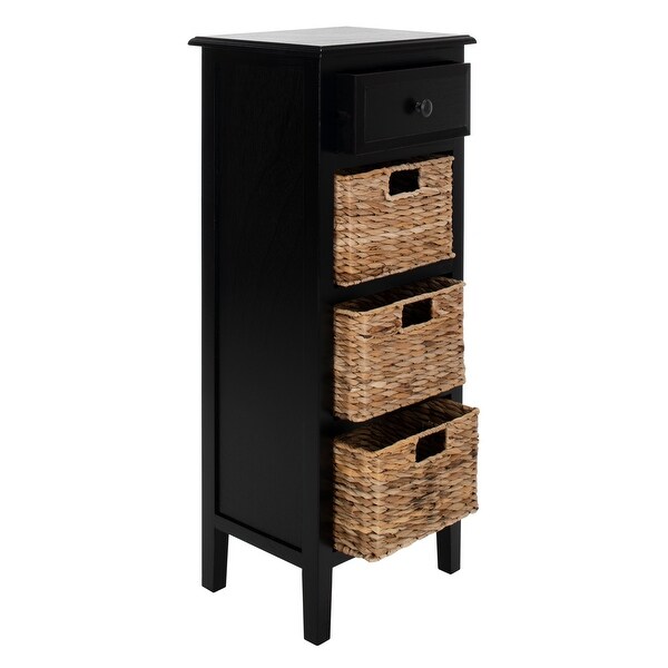 SAFAVIEH Michaela Distressed Black 4-Drawer Storage Side Table - 15