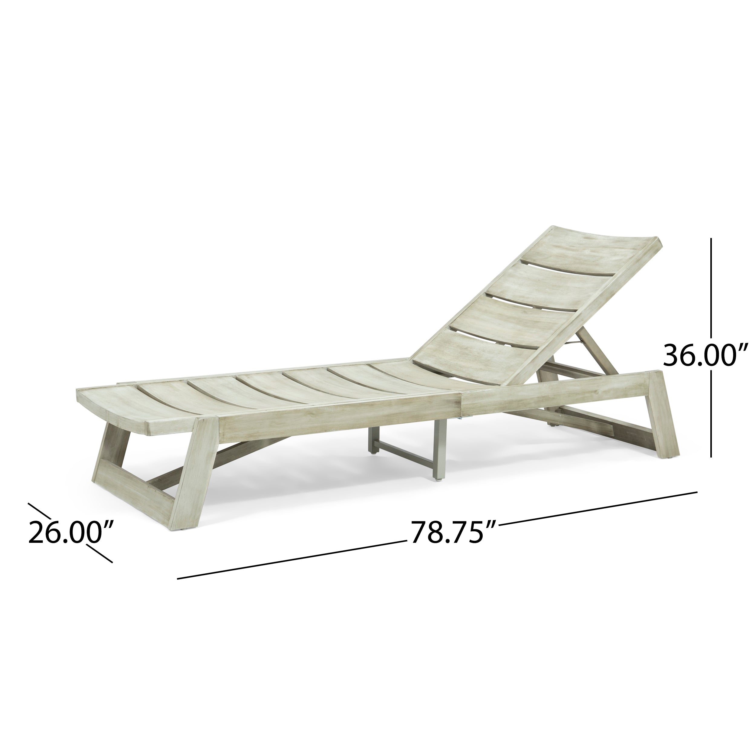 Lillian Outdoor Wood and Iron Chaise Lounge