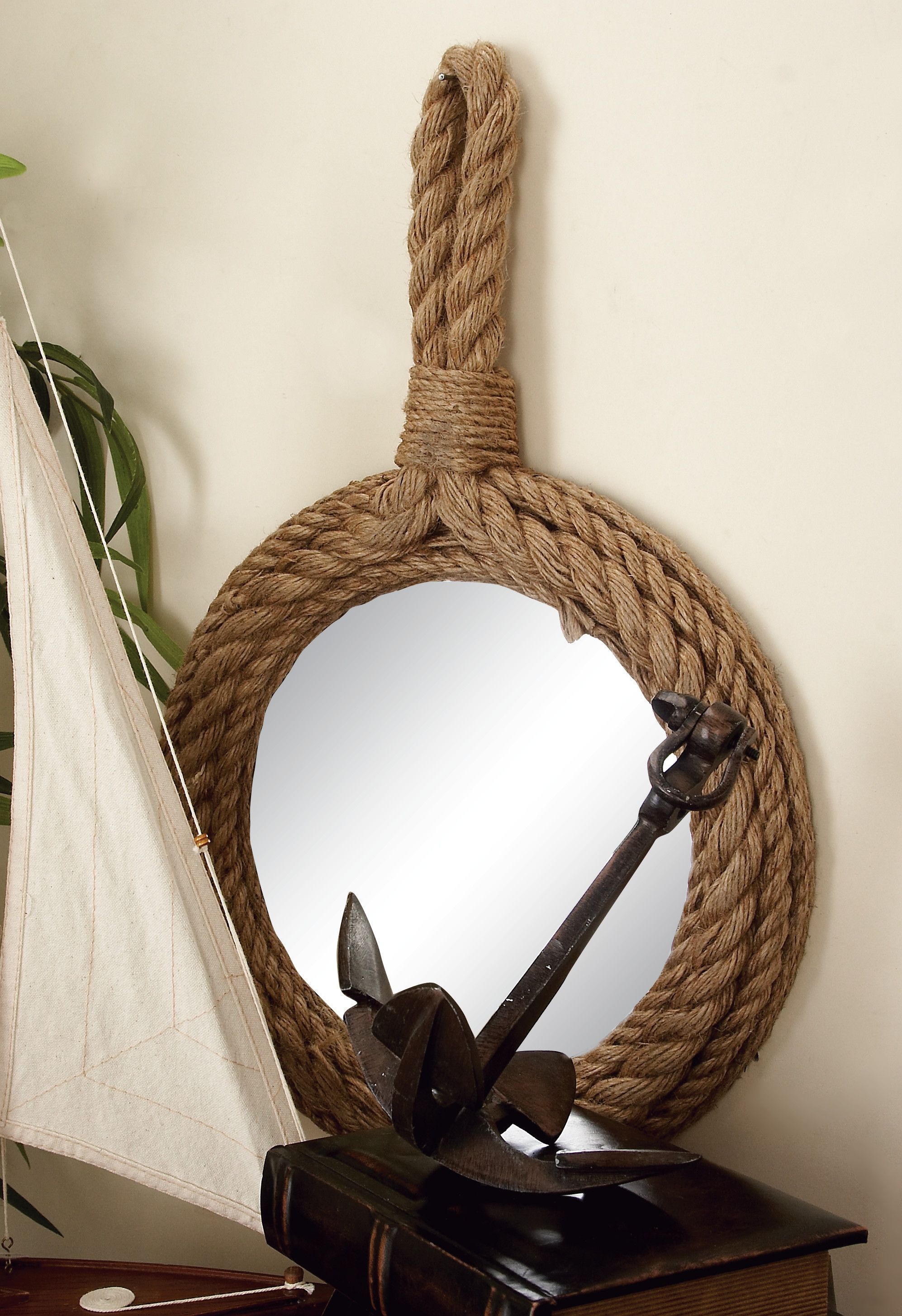 Set of 3 Brown Rope Coastal Wall Mirror 17quot 19quot 20quot