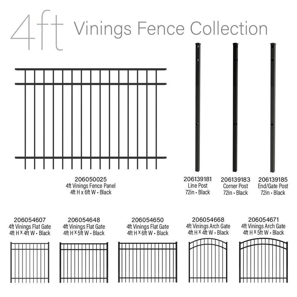 FORGERIGHT Vinings 5 ft. W x 4 ft. H Black Aluminum Arched Pre-Assembled Fence Gate 861845