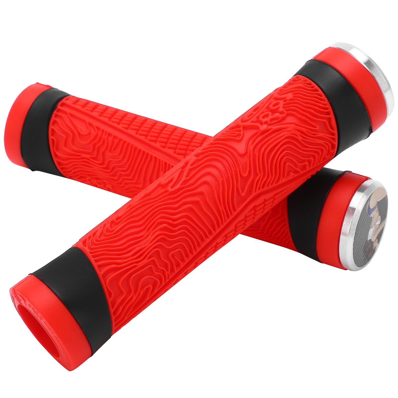 Mtb Bike Handle Silicone Grips Flat Handlebar Bicycle Bar End Plugs Handle Cover Gripsred