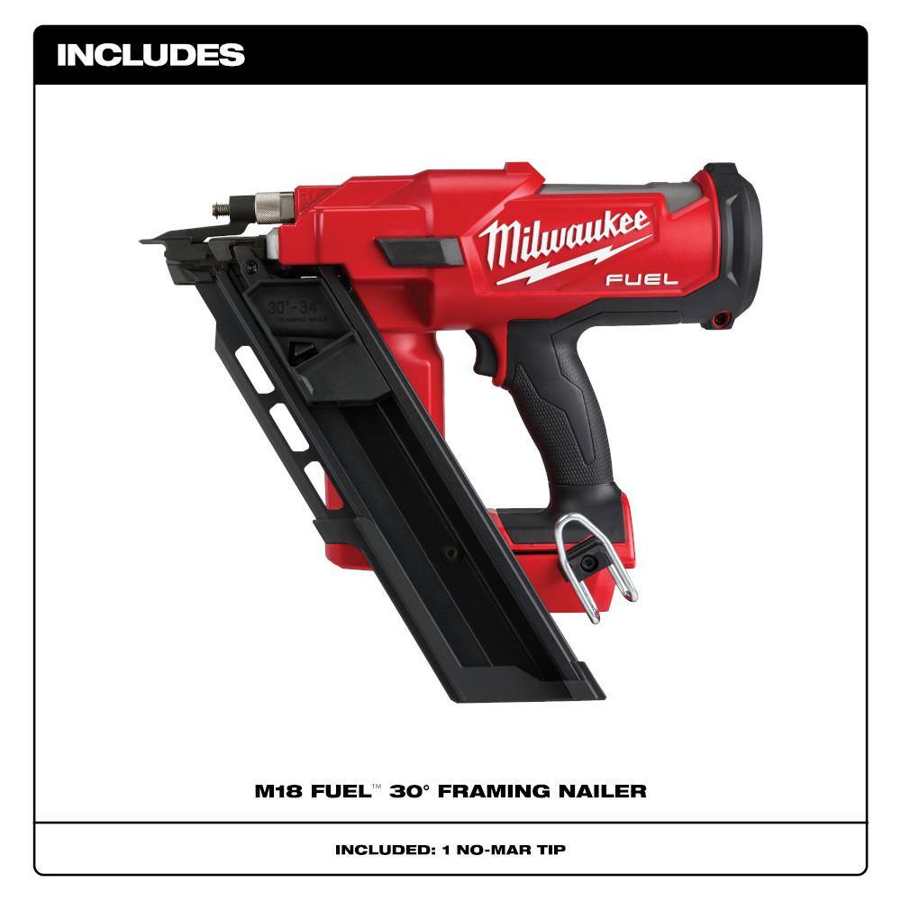 MW M18 FUEL 3-12 in. 18-Volt 30-Degree Lithium-Ion Brushless Cordless Nailer w7-14 in. Rear Circ Two 6Ah HO Batteries 2745-20-2830-20-48-11-1862