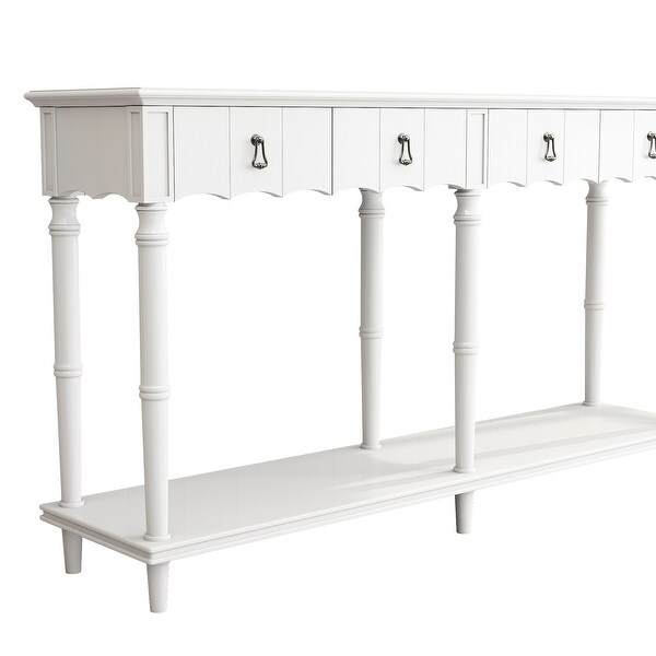 Country Console Table with 4 Front Facing Storage Drawers and 1 Shelf