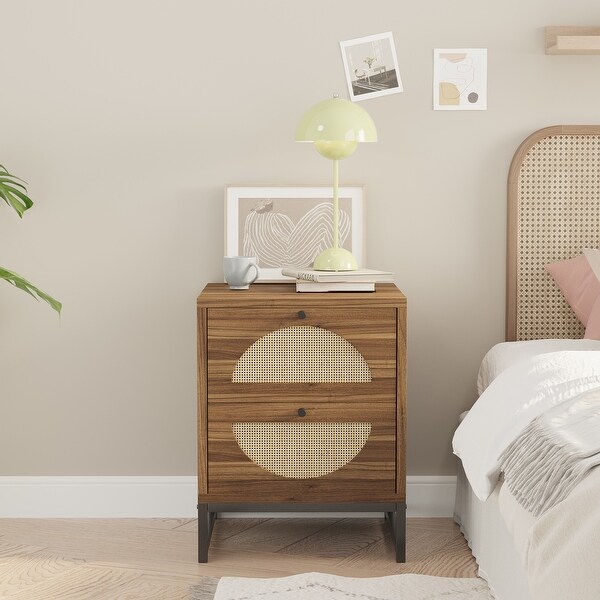 Nightstand Side Table with 2 Drawers