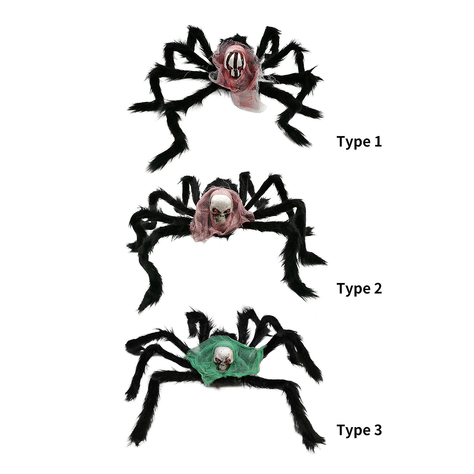 20 X 16 Inch Halloween Giant Spider Scary Creepy Skull Spider Halloween Skeleton Head Spider Realistic Hairy Spider Props For Party Patio Lawn Garden