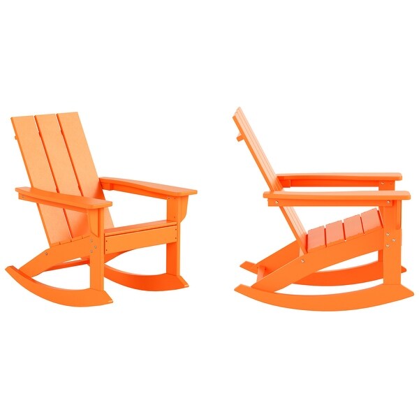 Polytrends Shoreside Modern EcoFriendly All Weather Poly Adirondack Rocking Chairs (Set of 2)