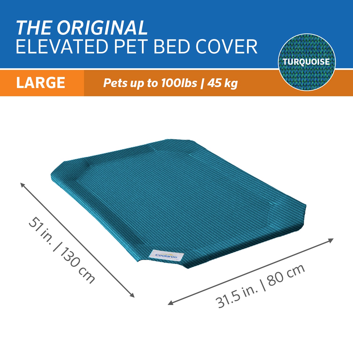 The Original Coolaroo Elevated Pet Dog Bed Replacement Cover, Large, Turquoise