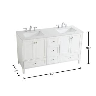 Timeless Home 60 in. W x 22 in. D x 34 in. H Double Bathroom Vanity in White with Calacatta Quartz TH36060White