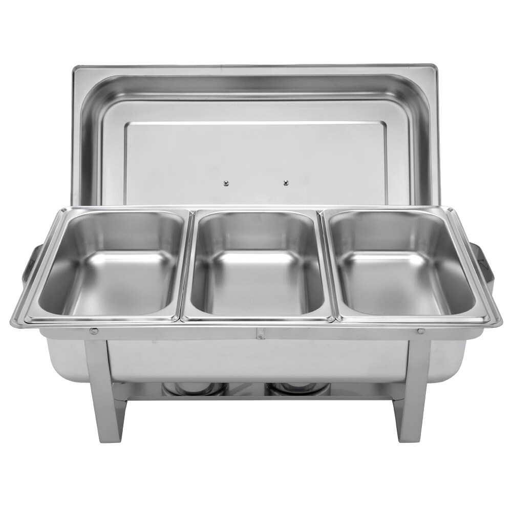 9L 1/2 Sets of Dishes Stainless Steel Rectangular Buffet Stove