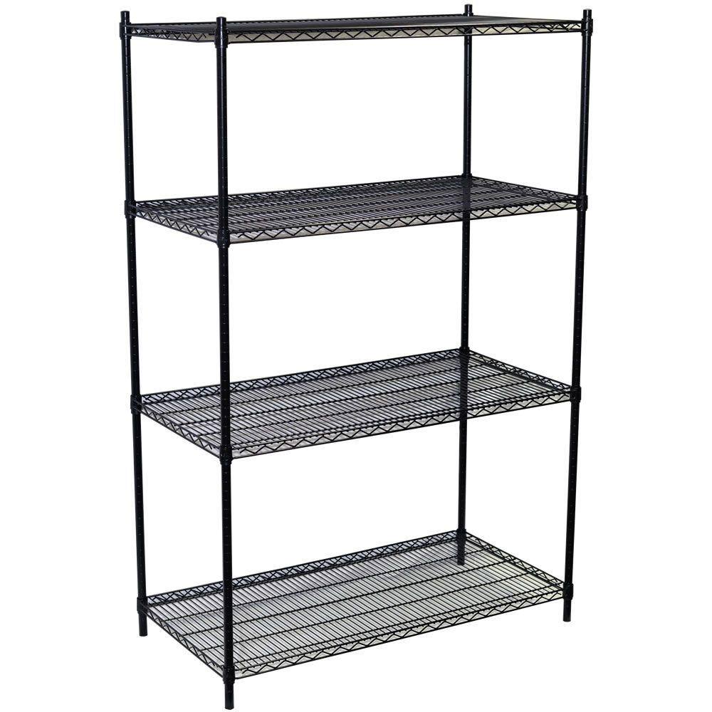 Storage Concepts Black 4-Tier Steel Wire Shelving Unit (48 in. W x 72 in. H x 24 in. D) WBS4-2448-74