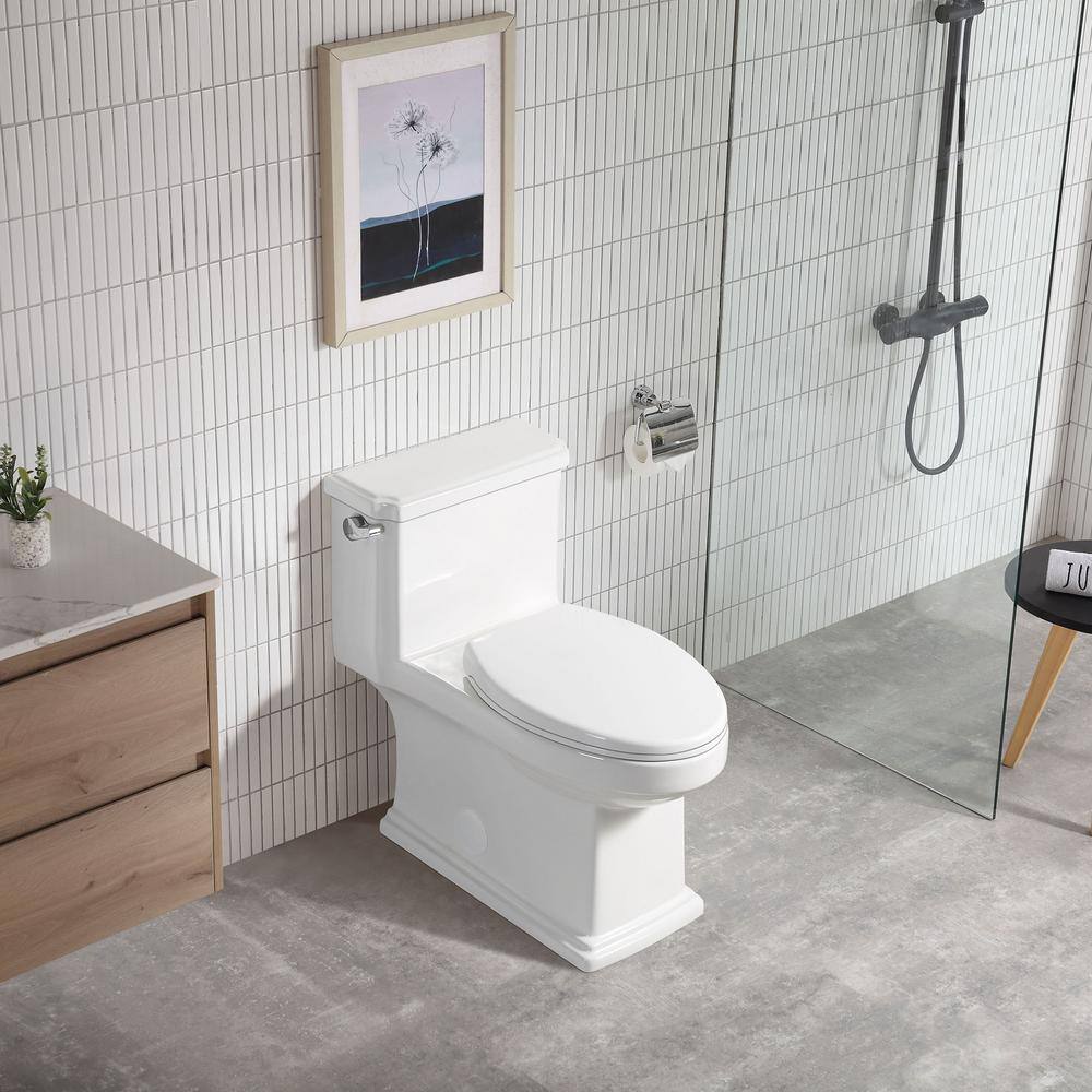 JimsMaison 12 in. Rough-In 1-piece 1.11.6 GPF Dual Flush Elongated Toilet in White Seat Included JMCST2WH