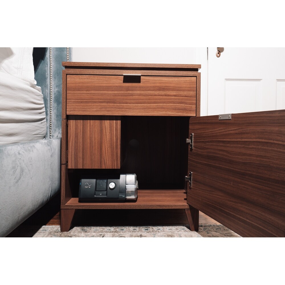 C PAP Nightstand in WALNUT with Left Side Slide