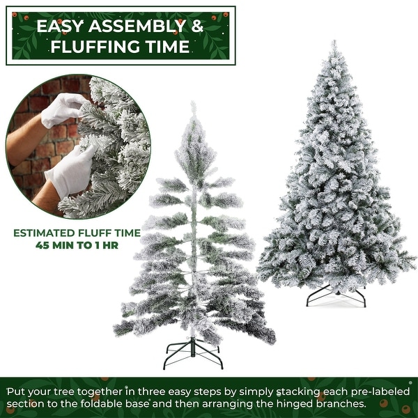 6FT Realistic SnowFlocked Pine Artificial Holiday Christmas Tree