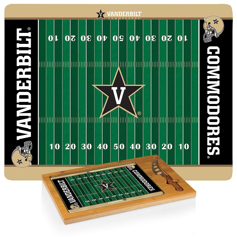 Picnic Time Vanderbilt Commodores Icon Glass Top Cutting Board and Knife Set