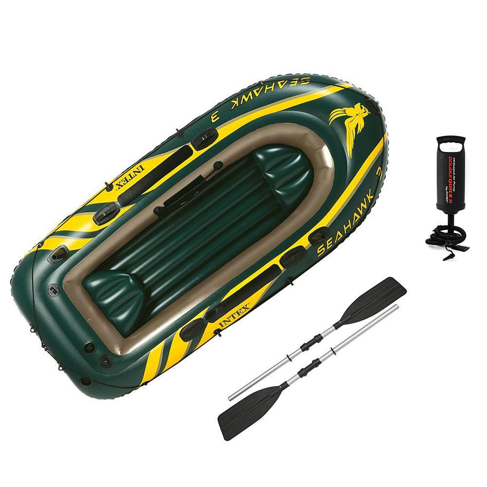 Intex Seahawk 3-Person Inflatable Boat Set with Aluminum Oars and Pump 68380EP