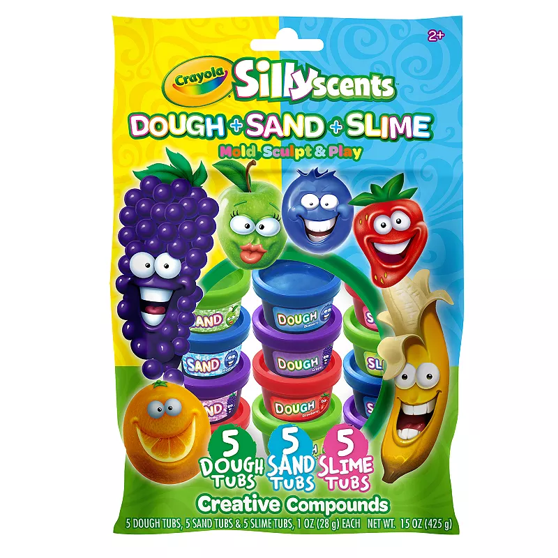 Crayola Silly Scents 15-Pack Dough， Sand and Slime Set