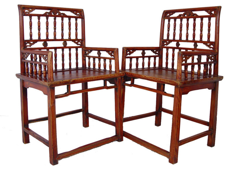 Consigned Chinese Antique Official  x27s Hat Armchairs 4D25  3 Piece Set   Asian   Armchairs And Accent Chairs   by Golden Treasures Antiques and Collectibles Inc  Houzz