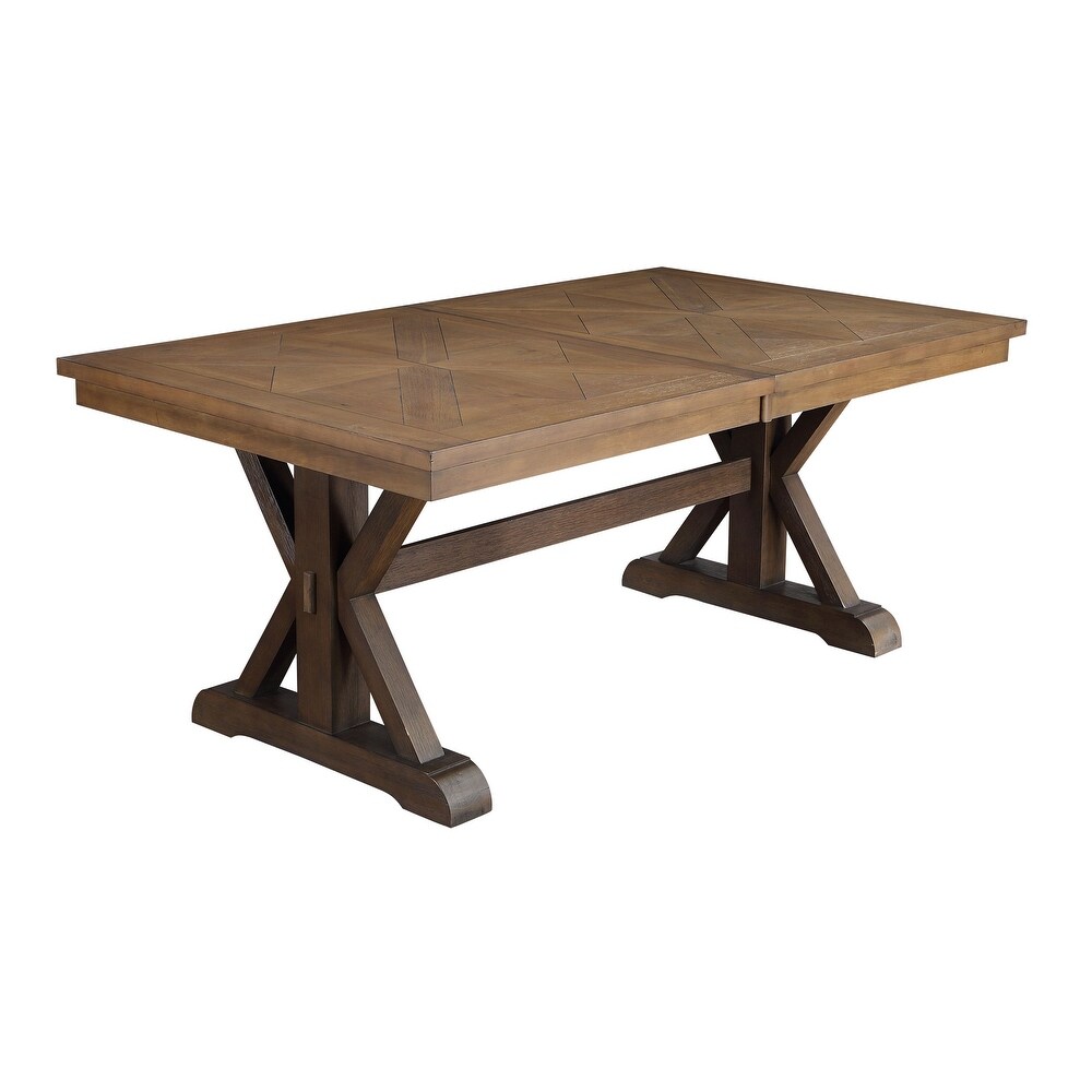 Wheeler Rustic Brown and Oak Dining Table with X Shape Base