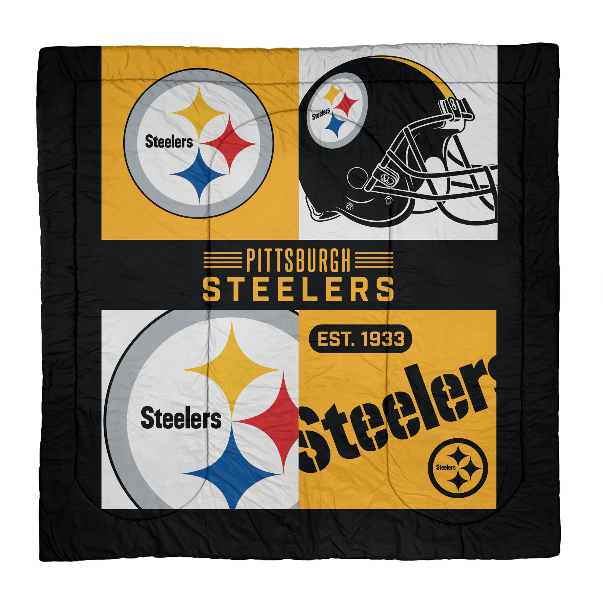 Pittsburgh Steelers Block Logo Three Piece Full/Queen Bed Set