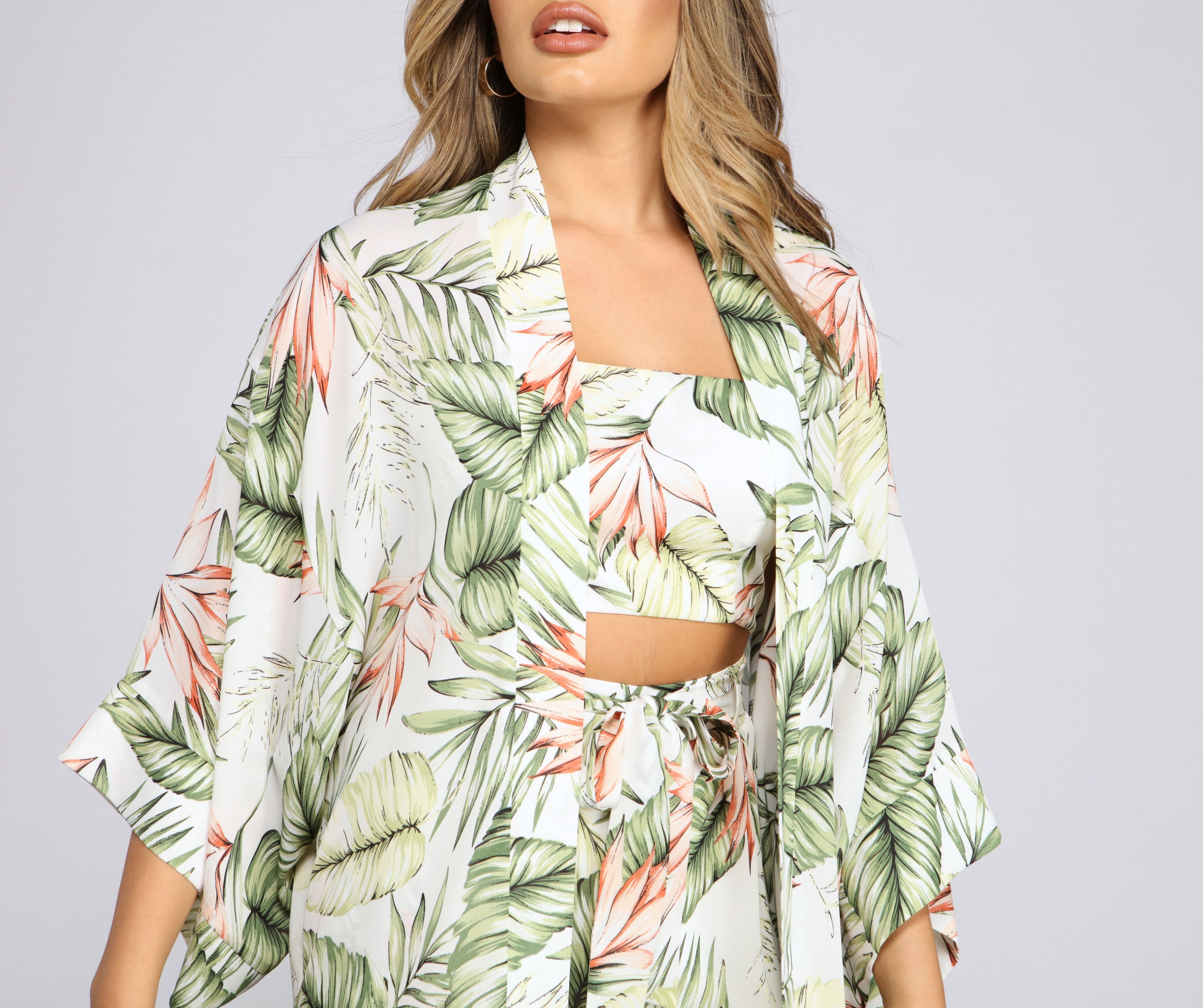 Vacay On My Mind Tropical Print Kimono