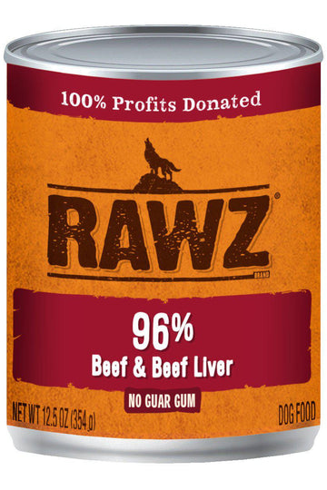 Rawz 96% Beef and Beef Liver Dog Food Can