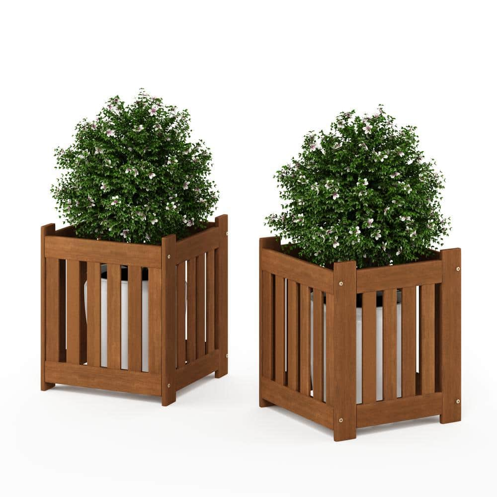 Furinno Tioman Hardwood Outdoor Lifestyle Flowerbox (Set of 2) 2-FG19456