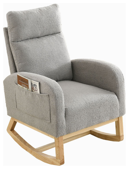 Accent High Backrest Lounge Arm Rocking Chair With Two Side Pocket   Transitional   Rocking Chairs   by Miron Demid LLC  Houzz