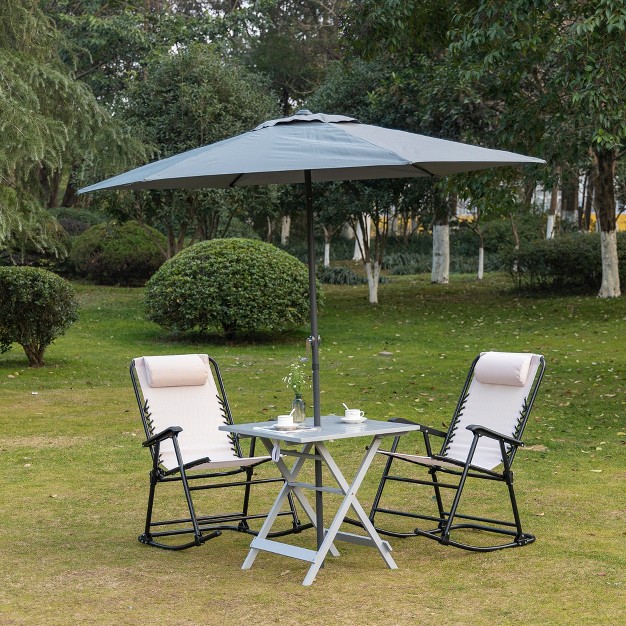 Outsunny Foldable Dining Table Square Wood Side Table Portable Bistro Table With Umbrella Hole For Outdoor Patio Garden Or Backyard