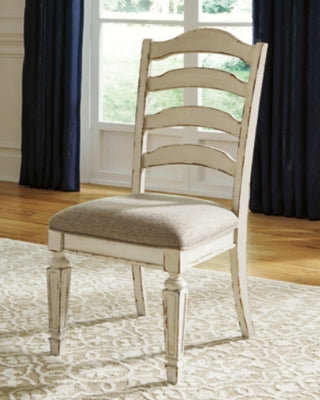 Signature Design by Ashley Realyn Upholstered Slat Back Dining Chair， Set of 2， Antique White