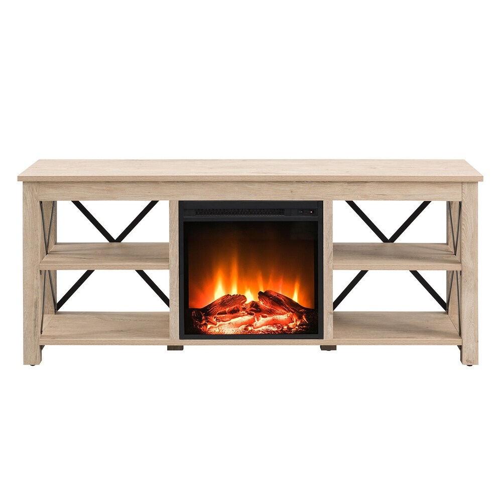 Sawyer TV Stand with Log Fireplace Insert