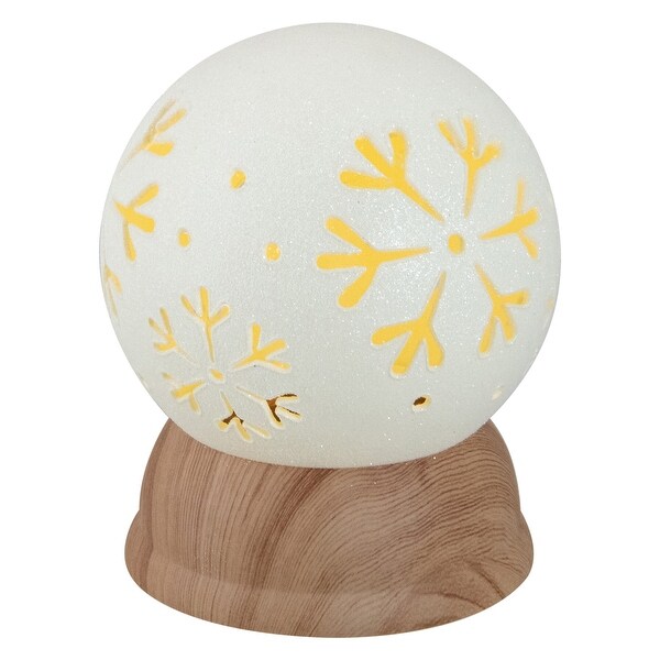 6.5 Lighted White and Brown Globe with Snowflakes