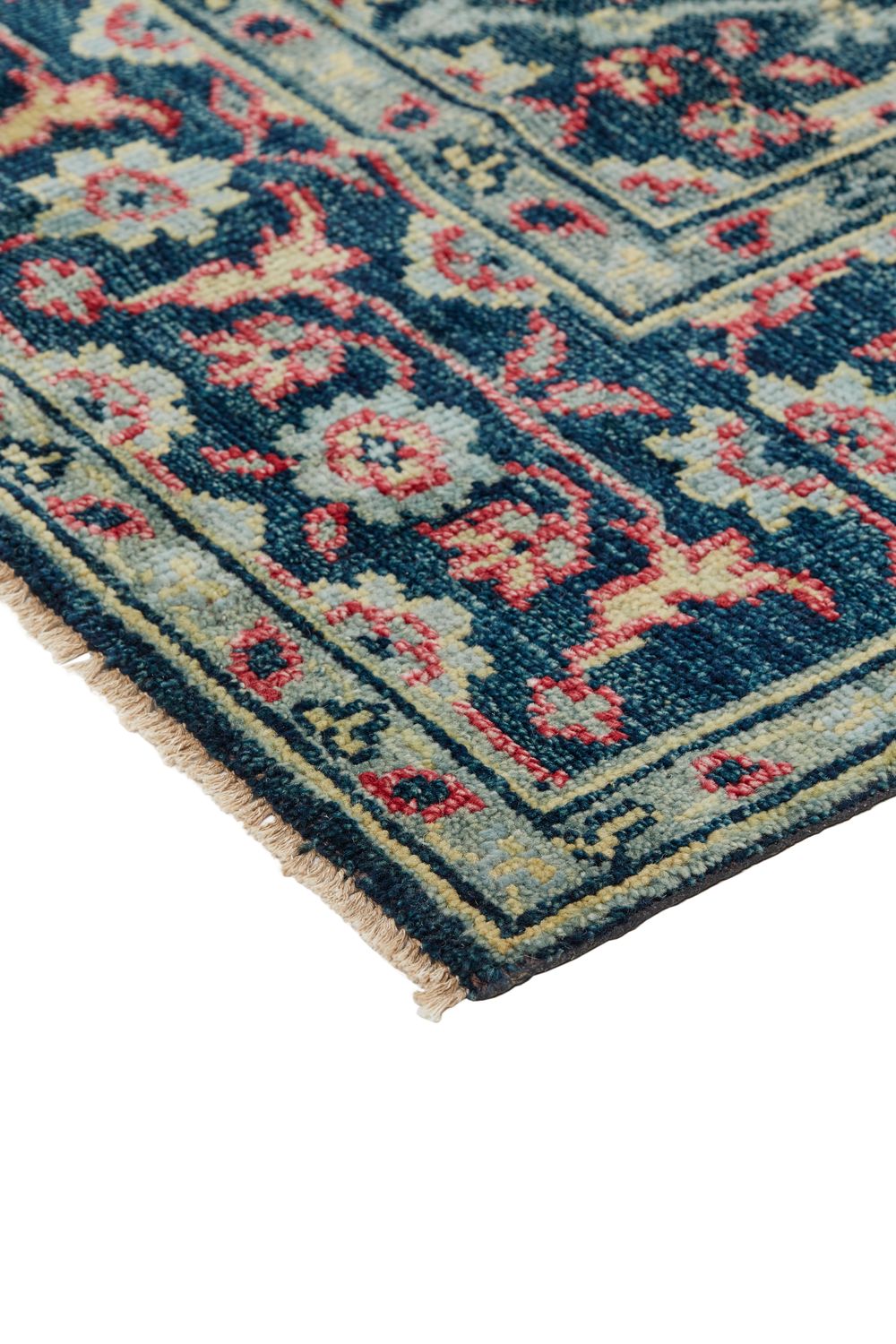 Bashyr Hand Knotted Teal and Red Rug by BD Fine