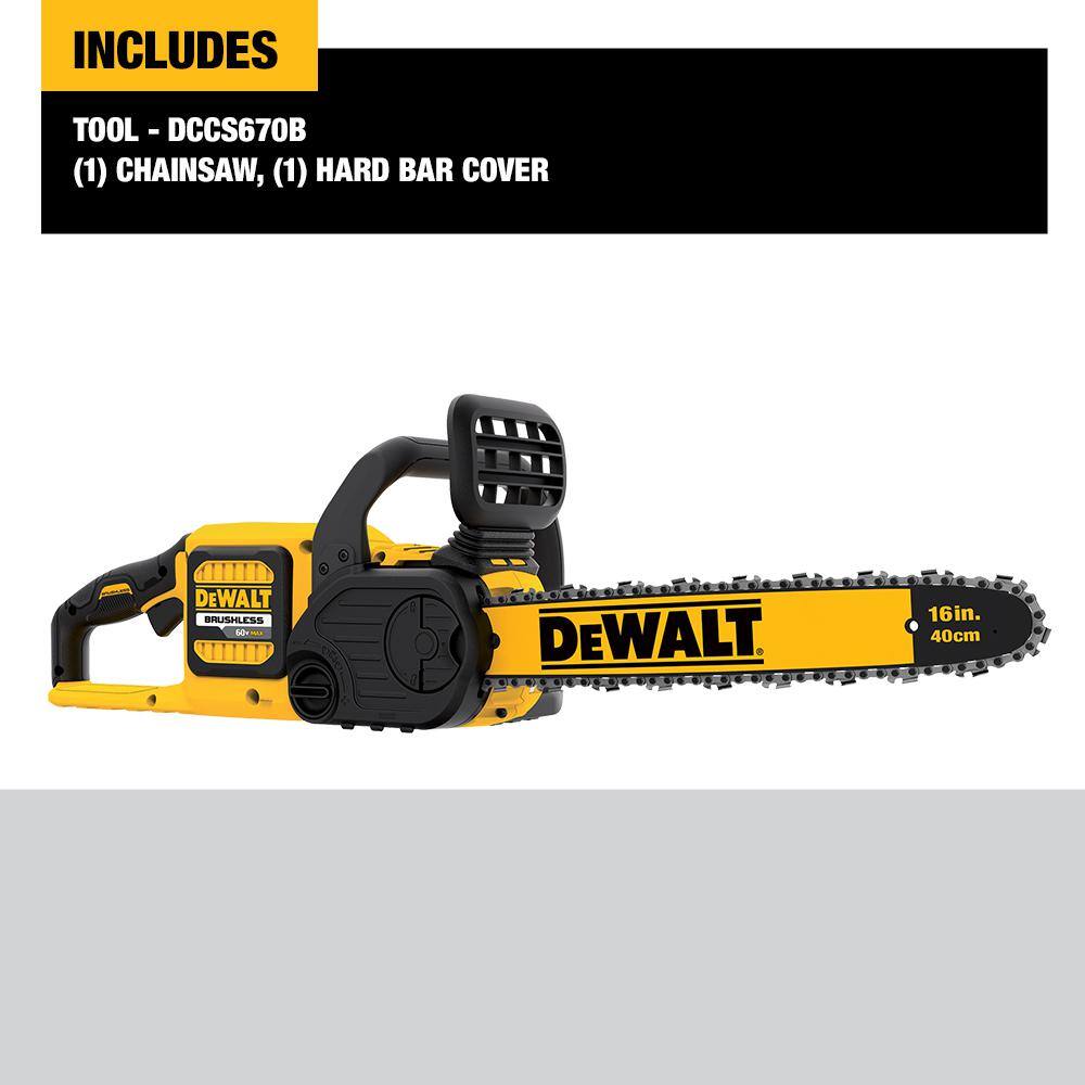 DW 60V MAX 16in. Brushless Battery Powered Chainsaw Tool Only DCCS670B