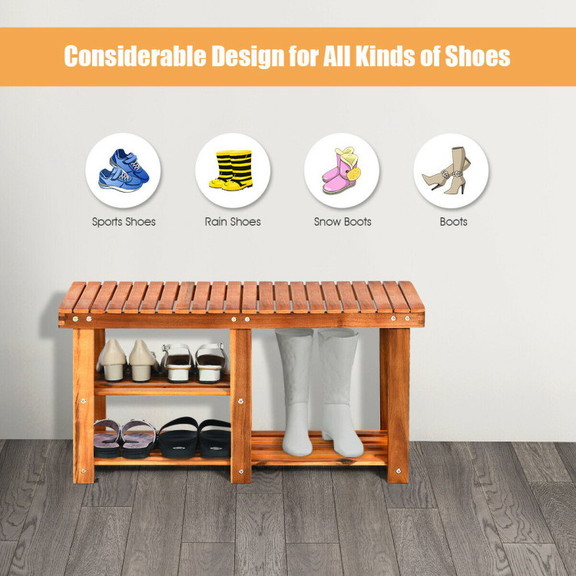 Costway 72840369 3 Tier Freestanding Wooden Shoe O...