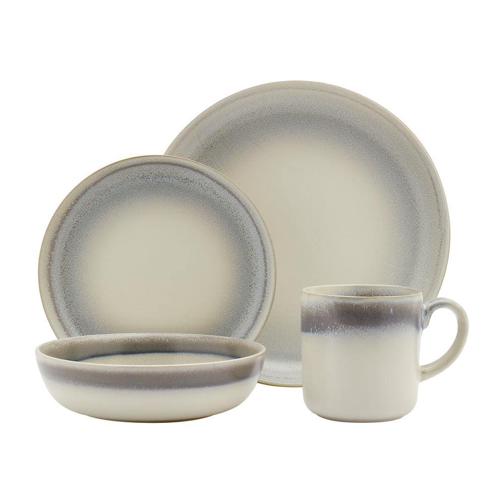 Tabletops Gallery 16-Piece Contemporary Ivory Stoneware Dinnerware Set (Service for 4) TTU-M6775-EC