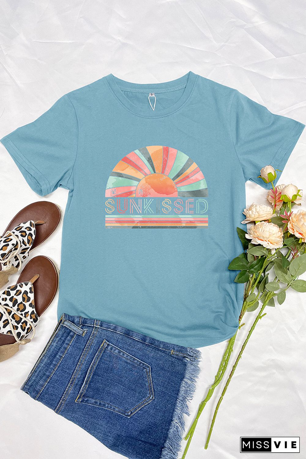 Rainbow Sunkissed Sleeve Graphic Tee Wholesale