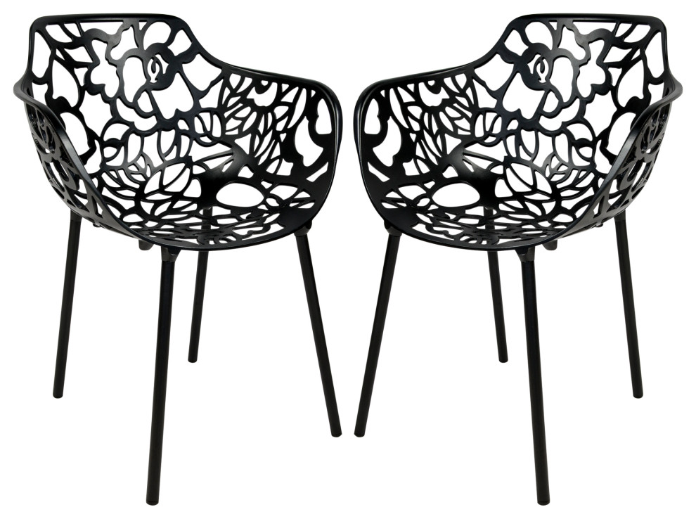 LeisureMod Modern Devon Aluminum Chair  Set of 2 Black   Traditional   Armchairs And Accent Chairs   by Uber Bazaar  Houzz