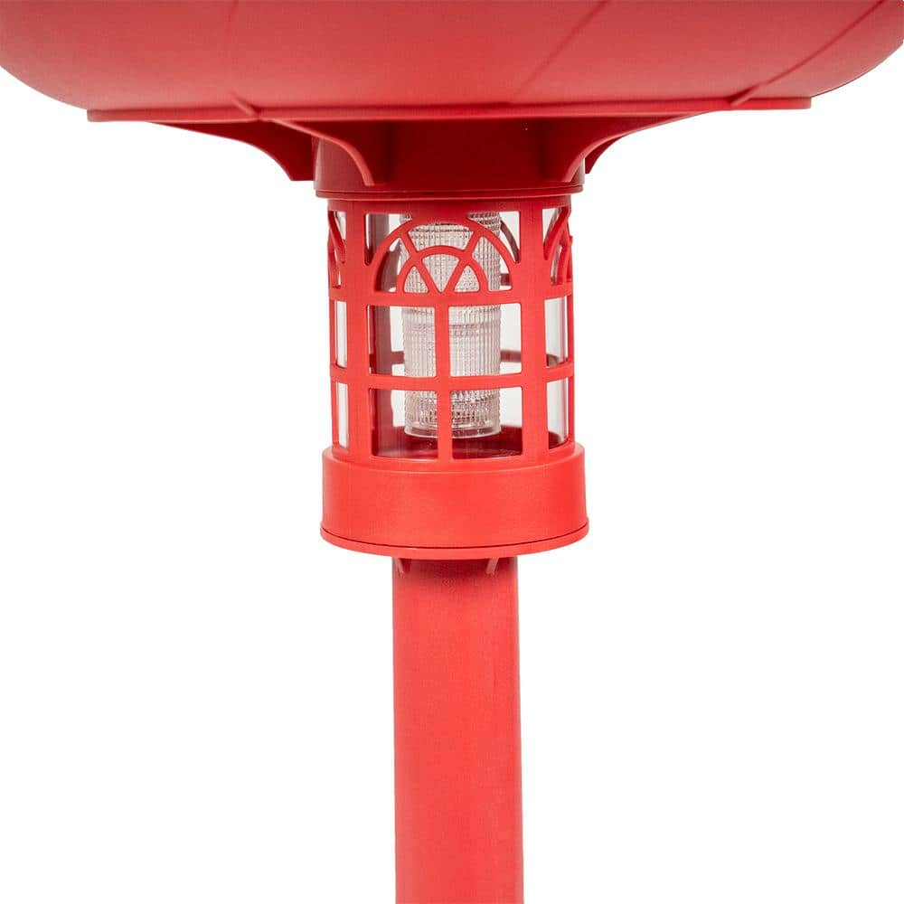 SunRay Beacon Point Solar Lighted Bird Bath in Red 841011