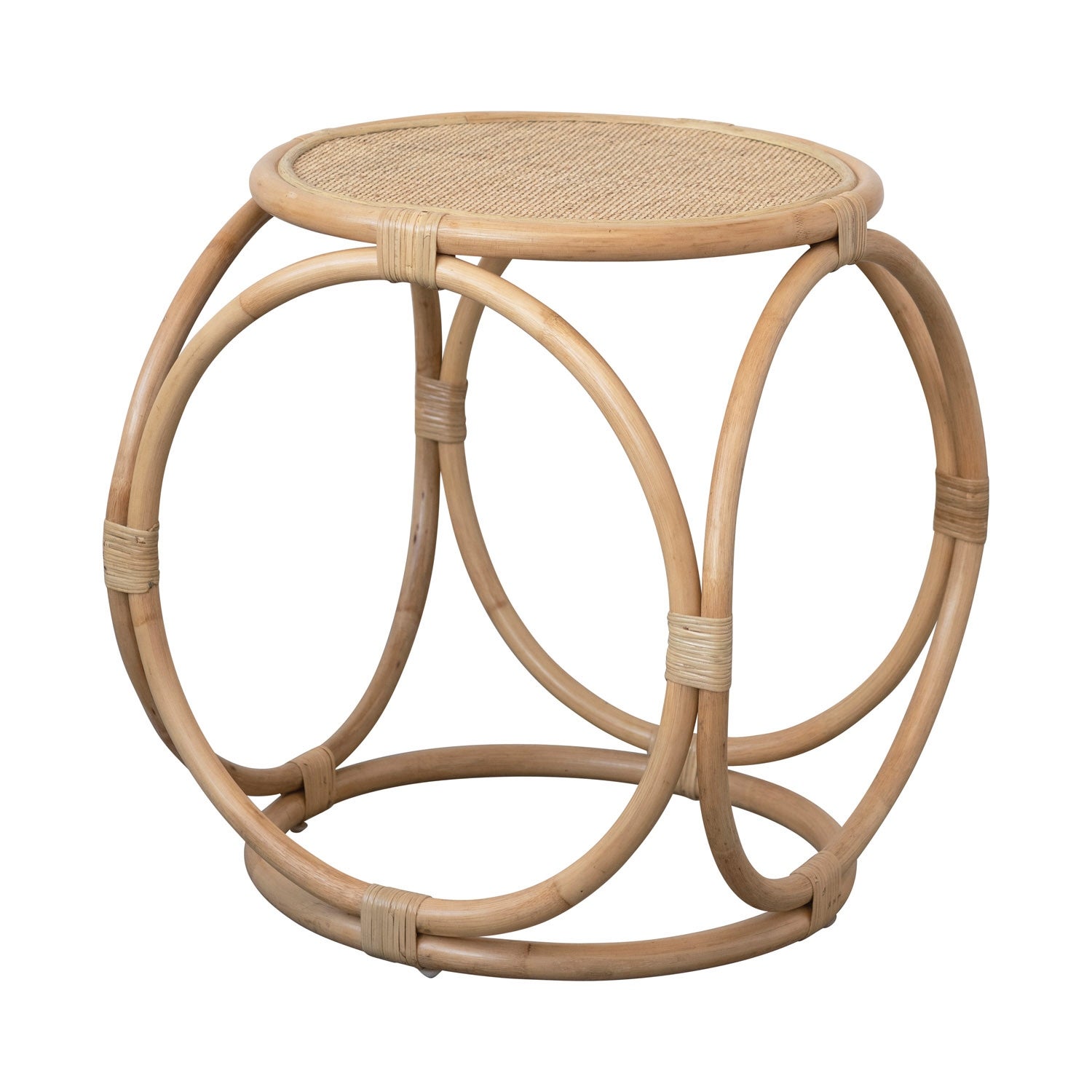 Handmade Rattan Side Table - 80% Rattan， 20% Plywood