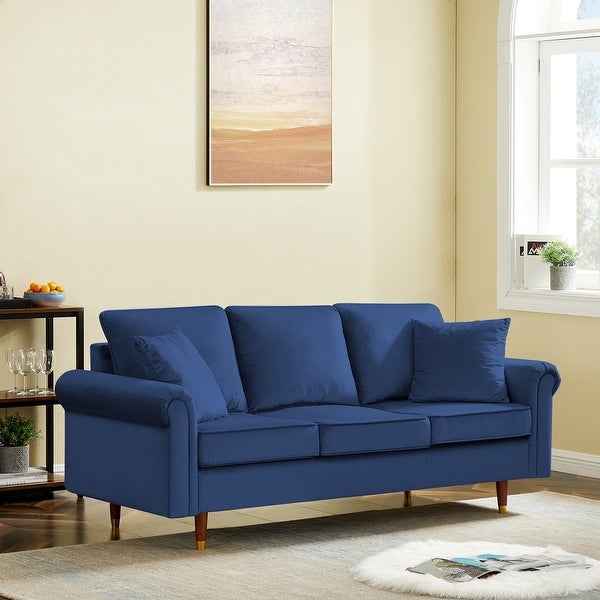 3 Seater Velvet Sofa with 2 Pillows