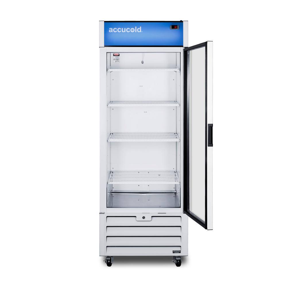 Summit Appliance 21.34 cu. ft. Commercial Upright Display Refrigerator Glass Door Merchandiser in White SCRR261G