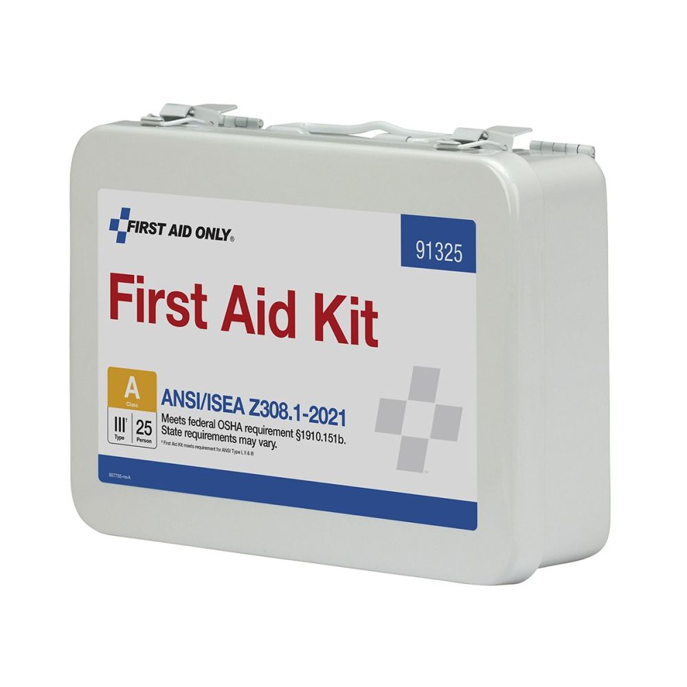 First Aid Only First Aid Kit 25 Person Metal Case ANSI Portable ;